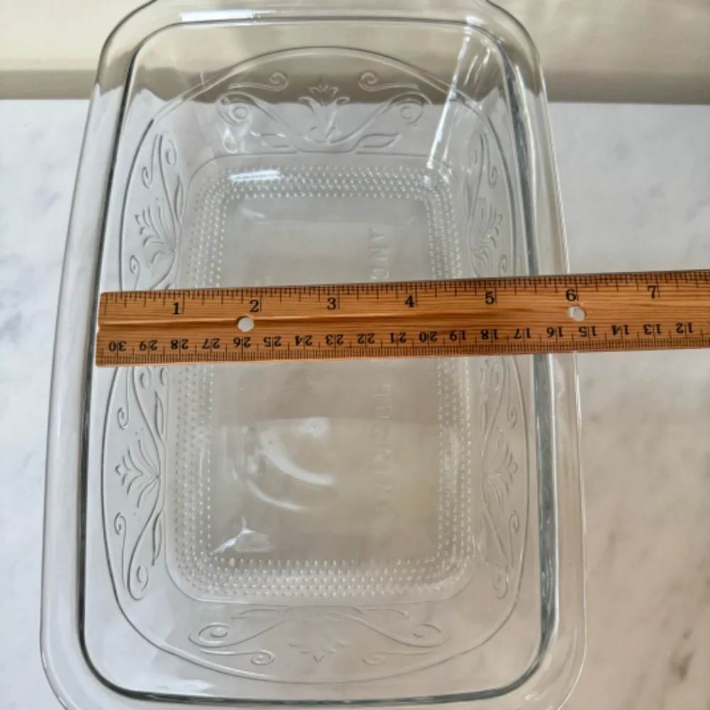 Anchor Hocking Clear Laurel Embossed Glass Loaf Pan 5.5" X 9" Inch 1.5 Qt USA - Picture 9 of 9